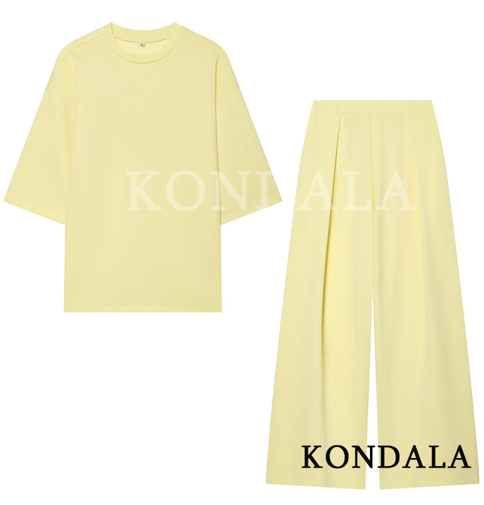 Yellow Summer Clothing - KONDALA Women Casual Yellow Pants Set