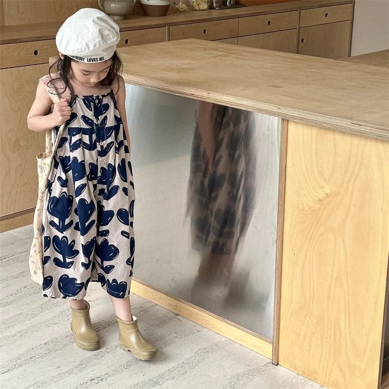 Summer Clothing Baby - Checkered jumpsuit printing College style trousers