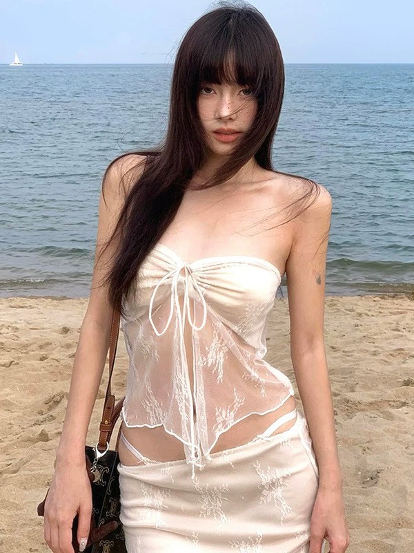Summer Clothing Sets - Summer Women's Clothing Sexy Lace Strapless