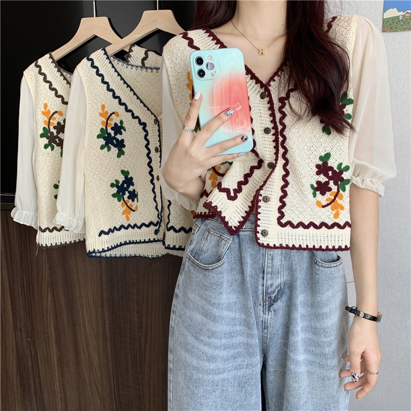 Summer Clothing Design - Korean Style Embroidered Design Open Cardigan