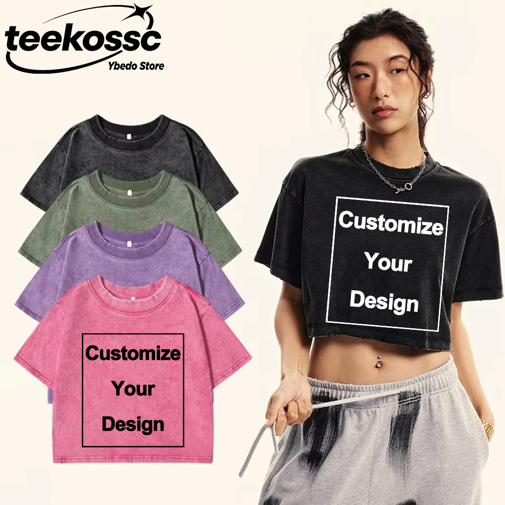 Summer Clothing Bundle - Y2k Custom Solid Washed T-Shirts Cotton