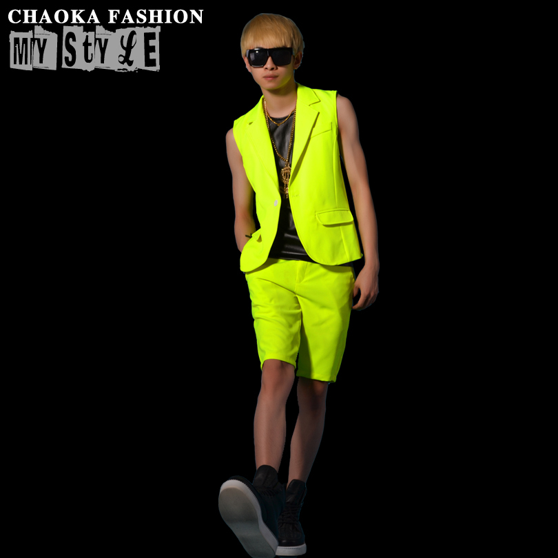 Yellow Summer Clothing - New Korean Mne's Fashion Slim Fluorescent
