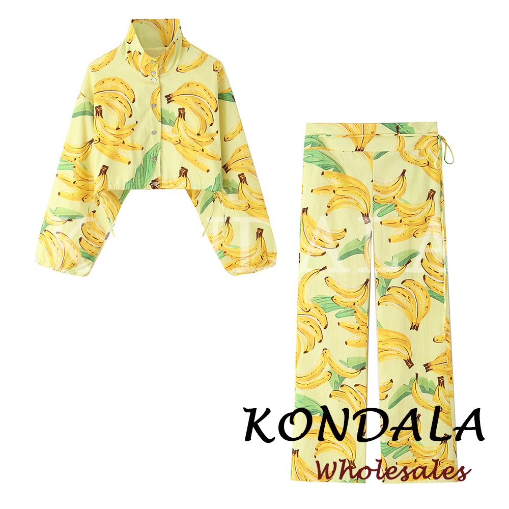 Yellow Summer Clothing - KONDALA Chic Women Fruit Print Banana