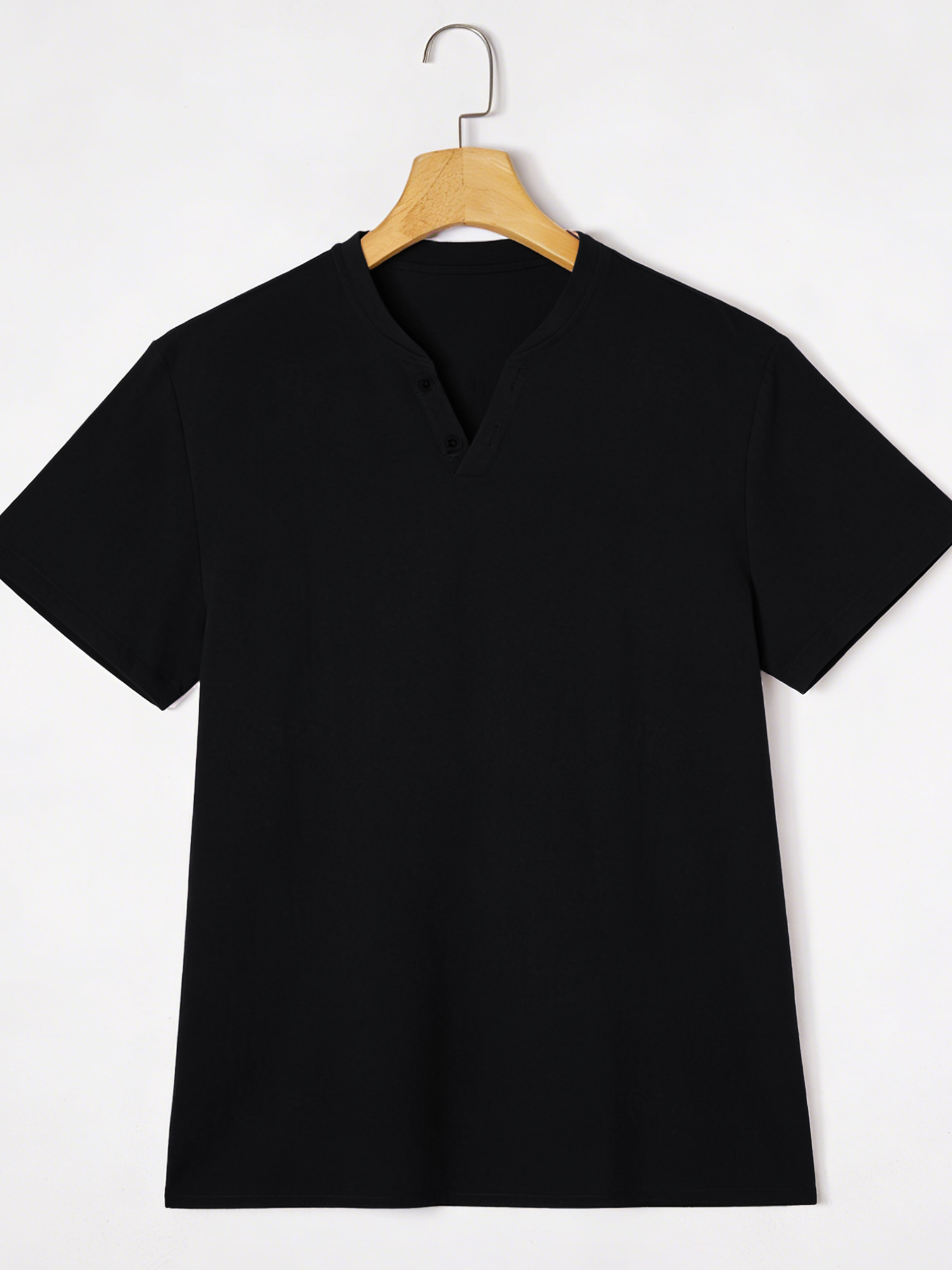 Elegant Black Henley Short-Sle - Summer Clothing Trends recension och pris