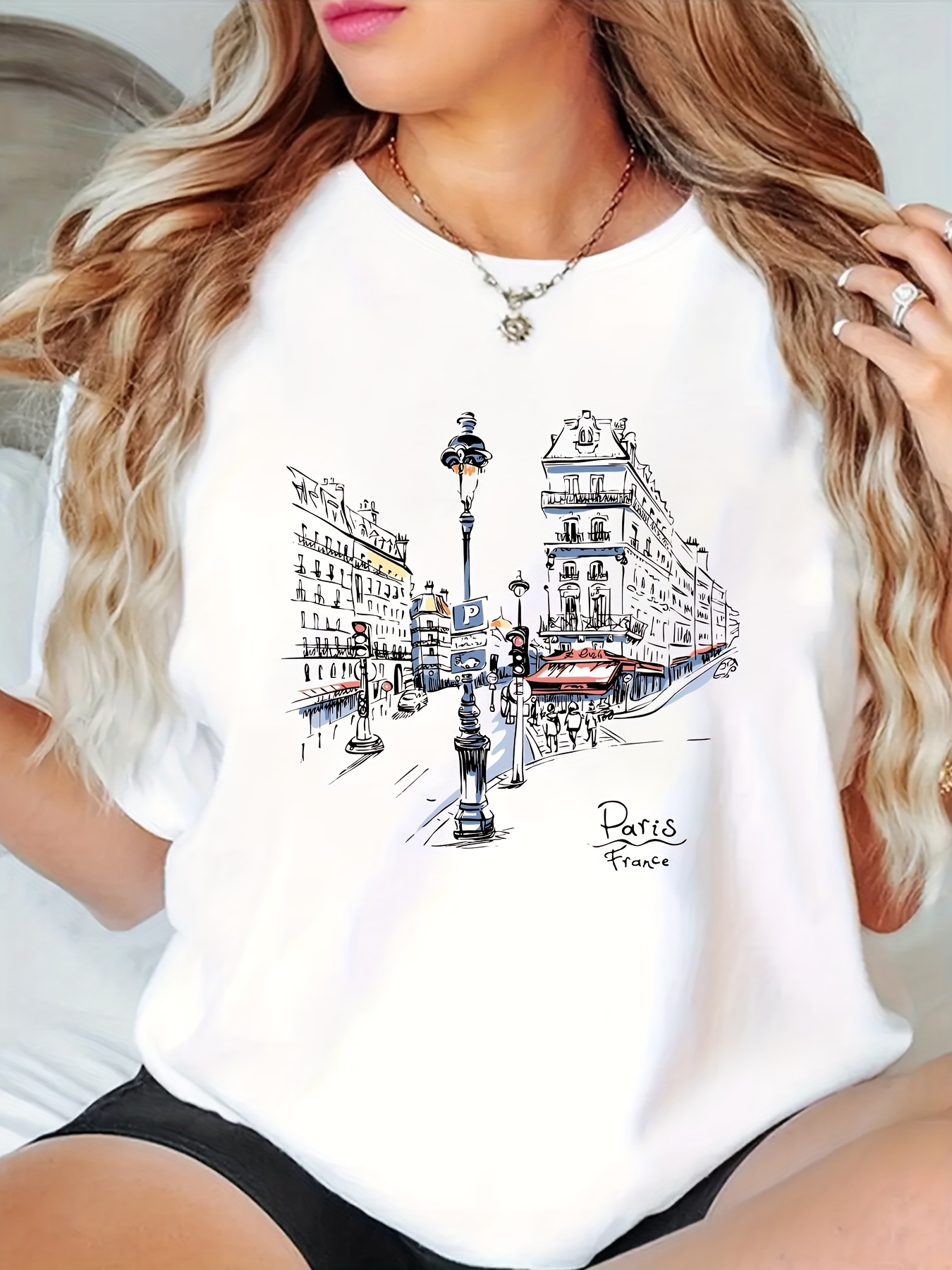 Women's Paris Street Printed T - Summer Clothing In Paris recension och pris