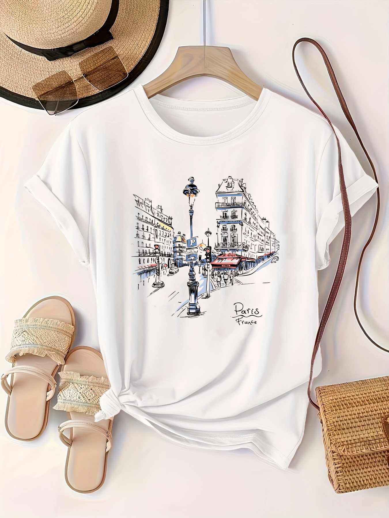 Women's Paris Street Printed T - Summer Clothing In Paris recension och pris