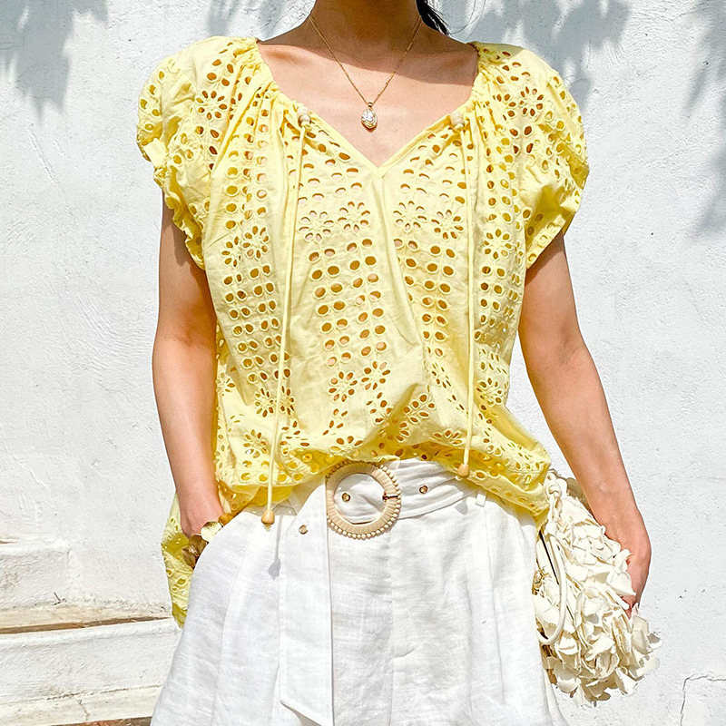 French Style Elegant Chic Blou - Yellow Summer Clothing recension och pris