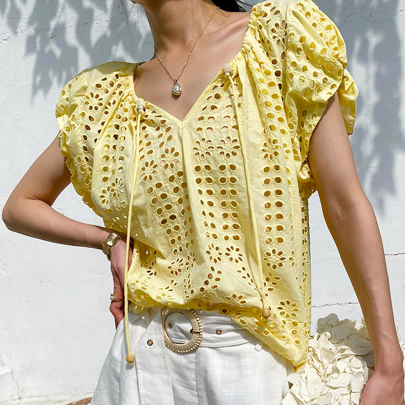 French Style Elegant Chic Blou - Yellow Summer Clothing recension och pris