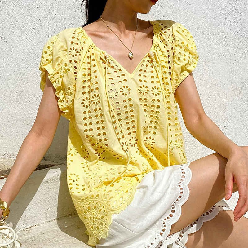 French Style Elegant Chic Blou - Yellow Summer Clothing recension och pris