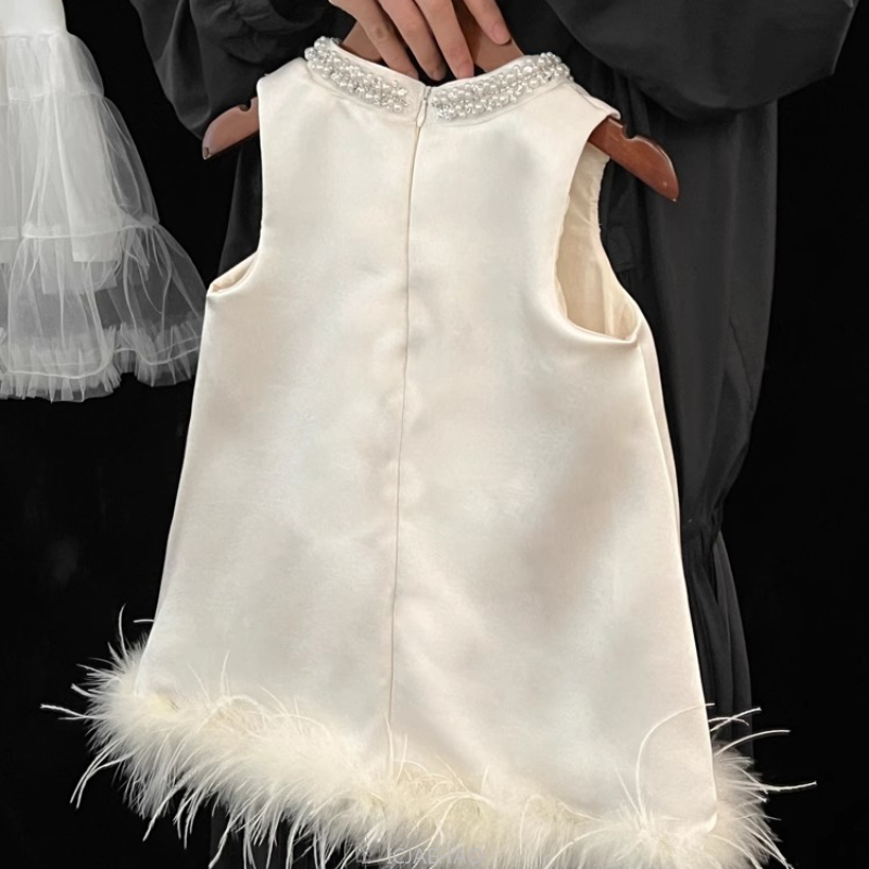 2025 New Girls Satin Feather P - Summer Clothing Baby recension och pris