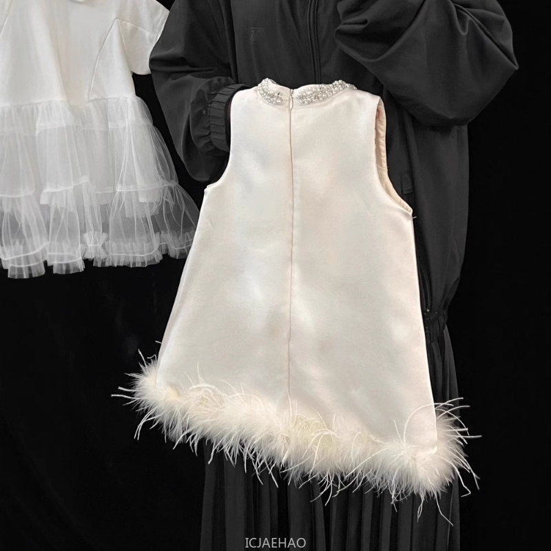 2025 New Girls Satin Feather P - Summer Clothing Baby recension och pris