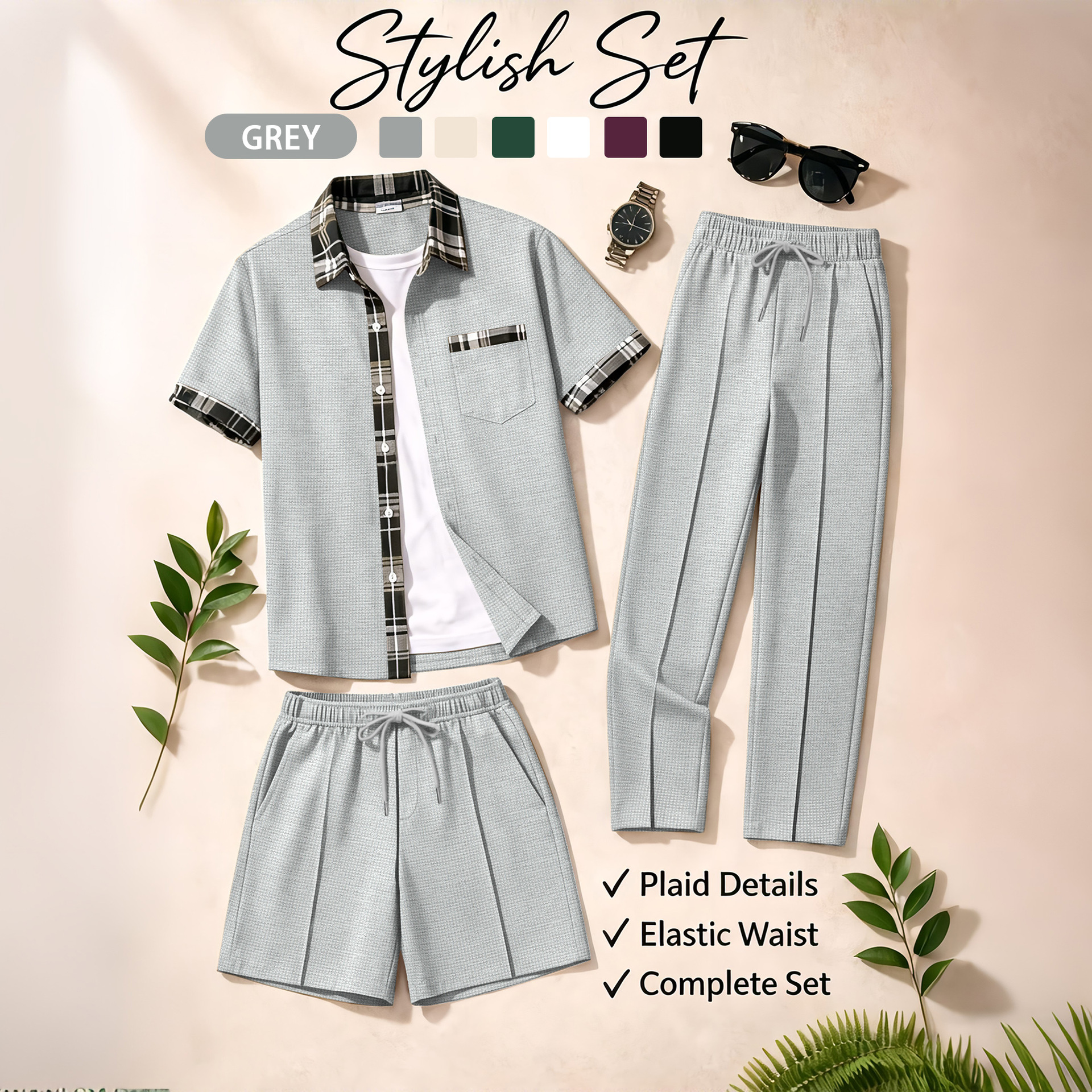 Men's 3 Piece Waffle Knit Trac - Summer Clothing Trends recension och pris