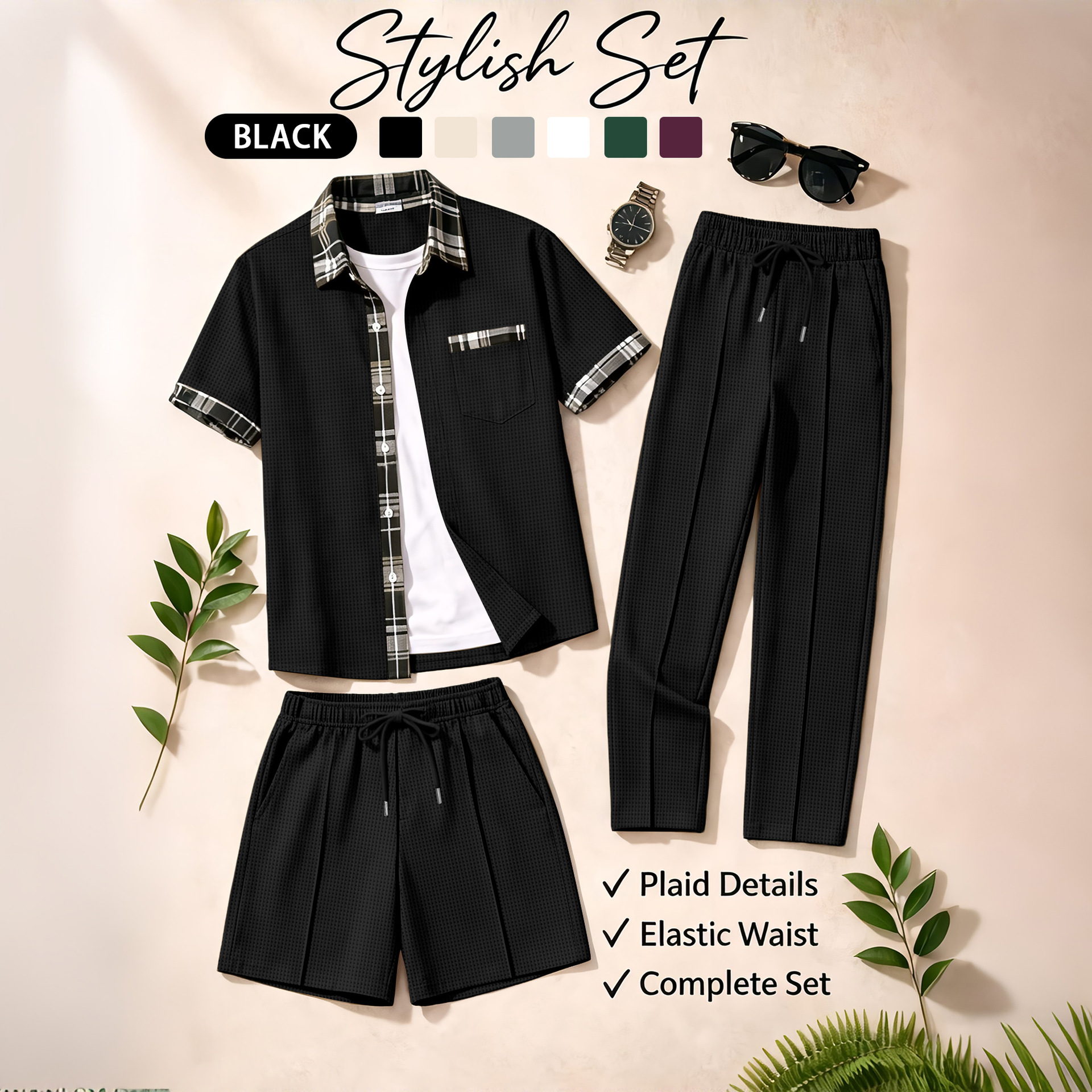 Men's 3 Piece Waffle Knit Trac - Summer Clothing Trends recension och pris