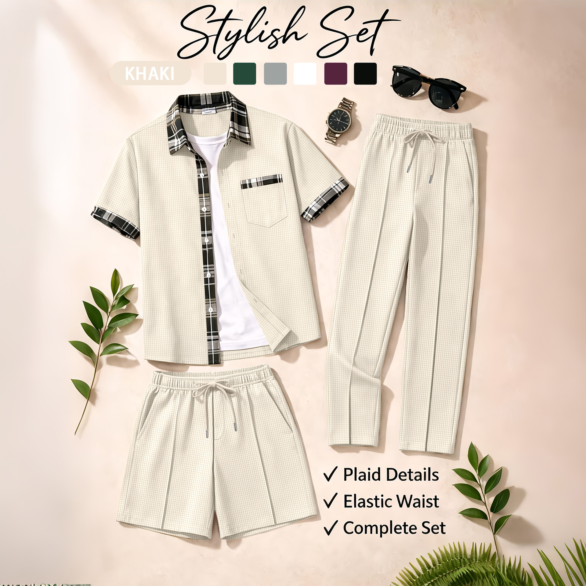 Men's 3 Piece Waffle Knit Trac - Summer Clothing Trends recension och pris
