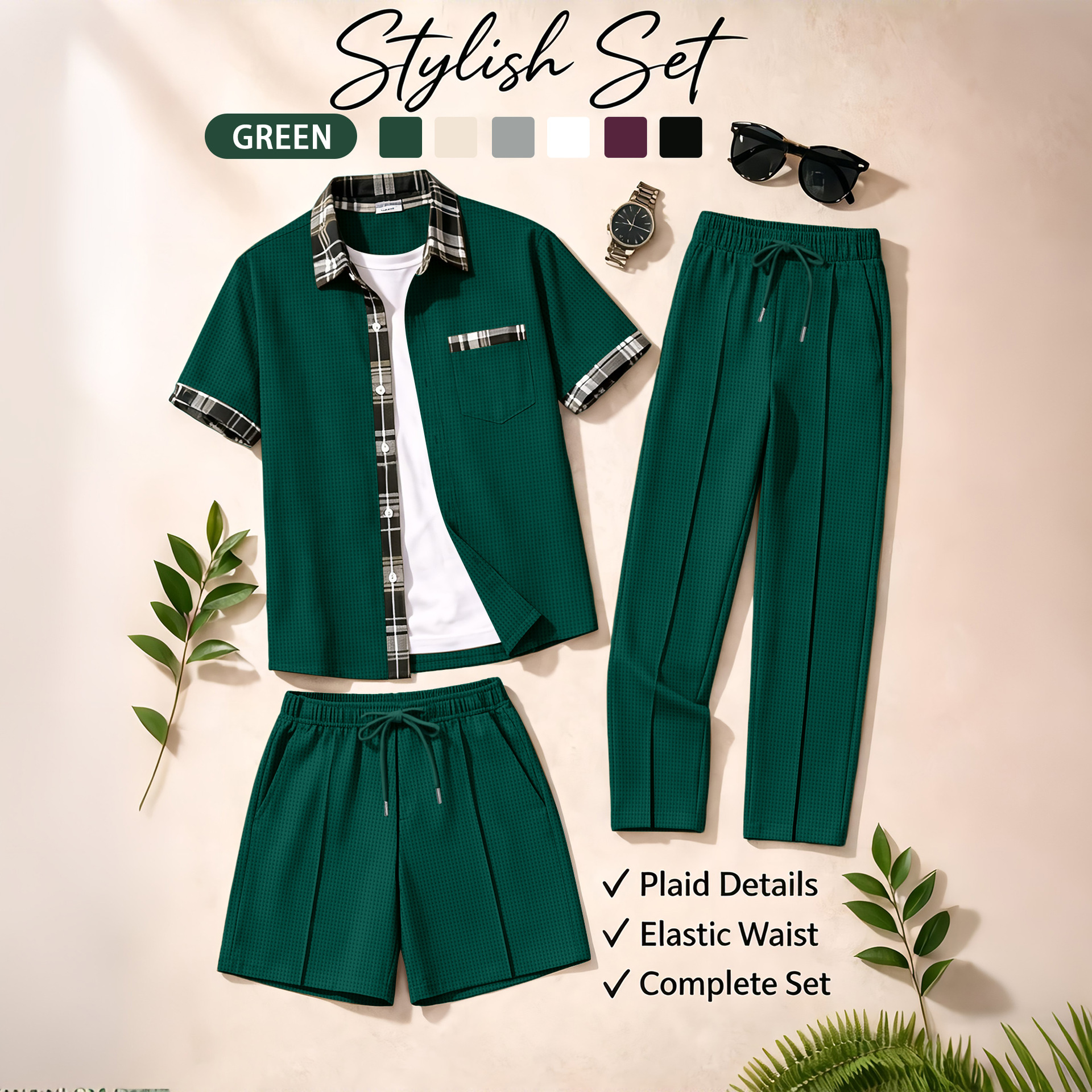 Men's 3 Piece Waffle Knit Trac - Summer Clothing Trends recension och pris