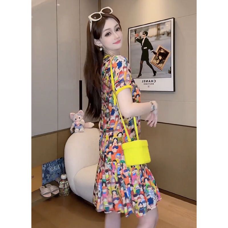 Fashion O-Neck Spliced Printed - Summer Clothing Young Women recension och pris