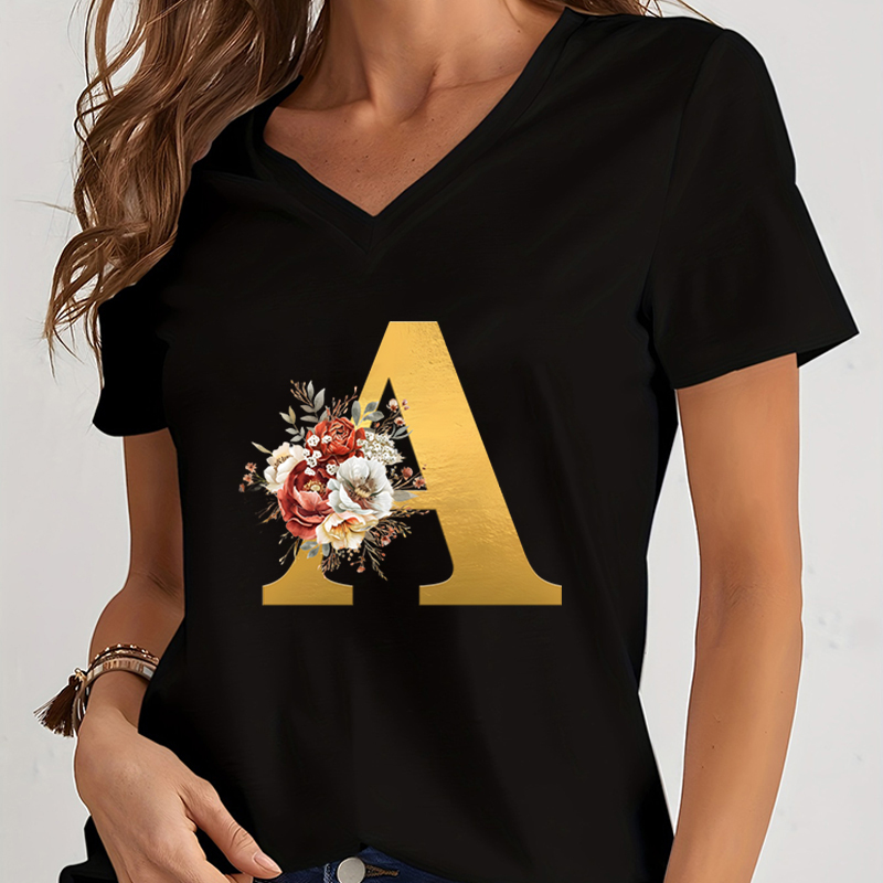 Vintage Flower Alphabet Graphi - Summer Clothing Essentials Women recension och pris