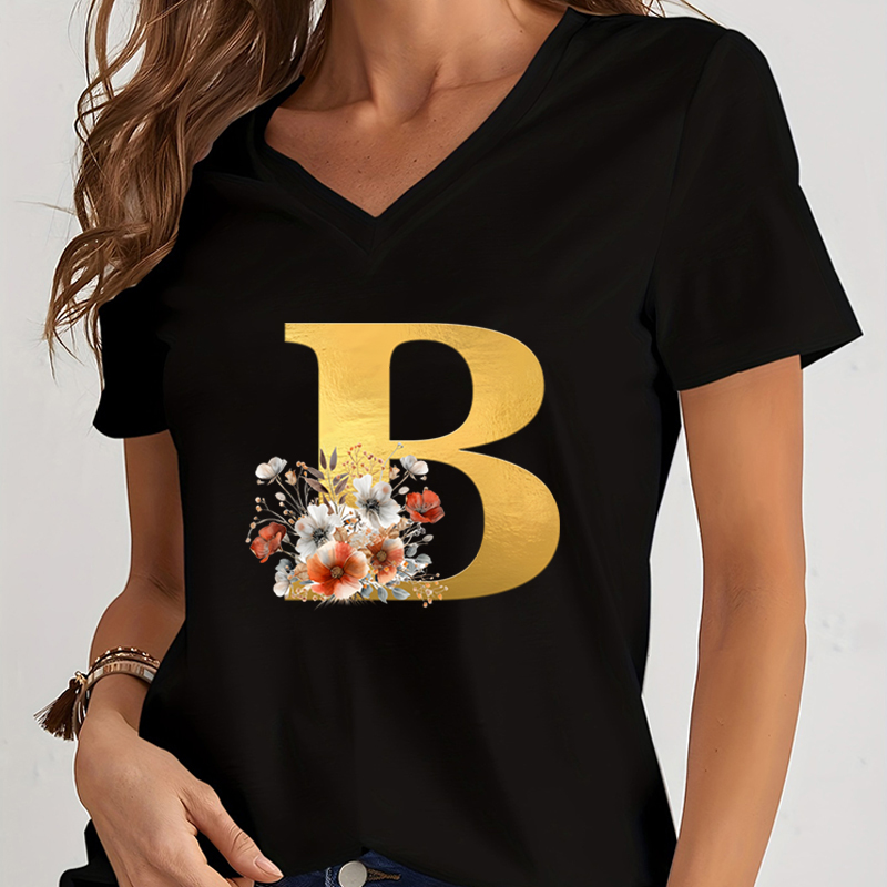 Vintage Flower Alphabet Graphi - Summer Clothing Essentials Women recension och pris
