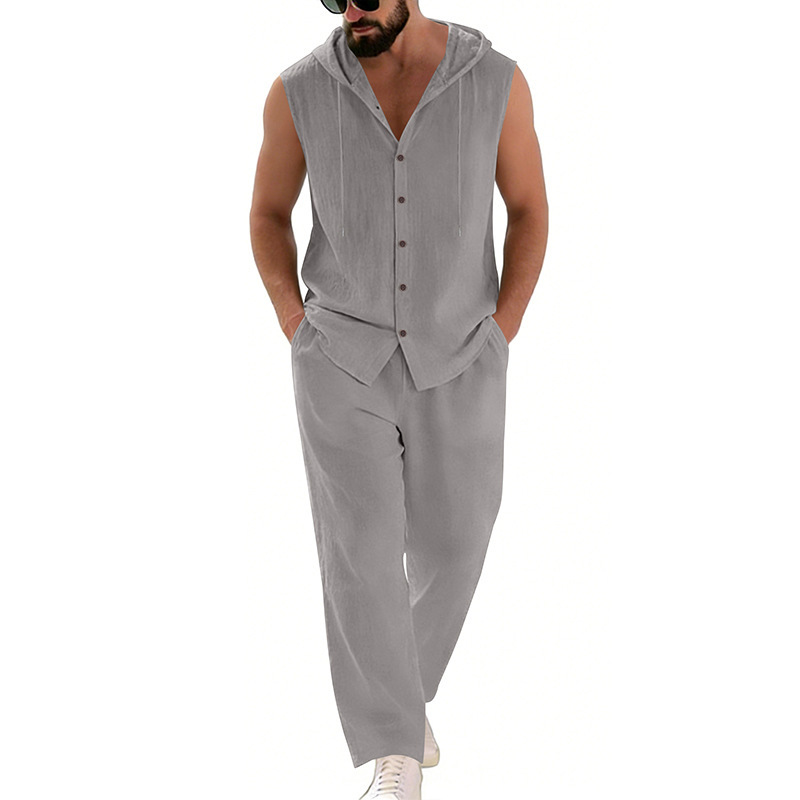 Men's Casual Linen Suit Hooded - Summer Clothing Sets recension och pris