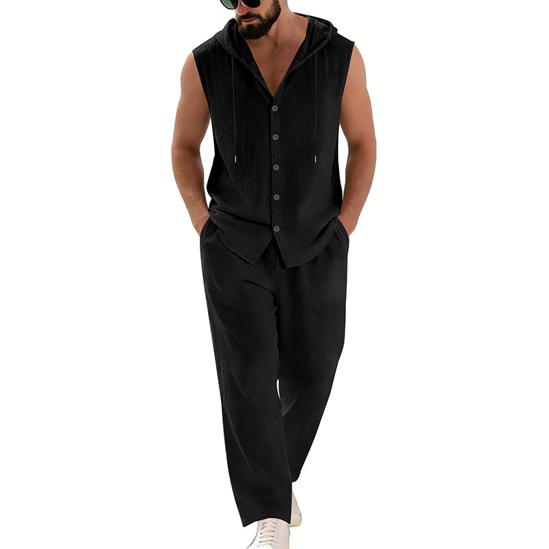Men's Casual Linen Suit Hooded - Summer Clothing Sets recension och pris