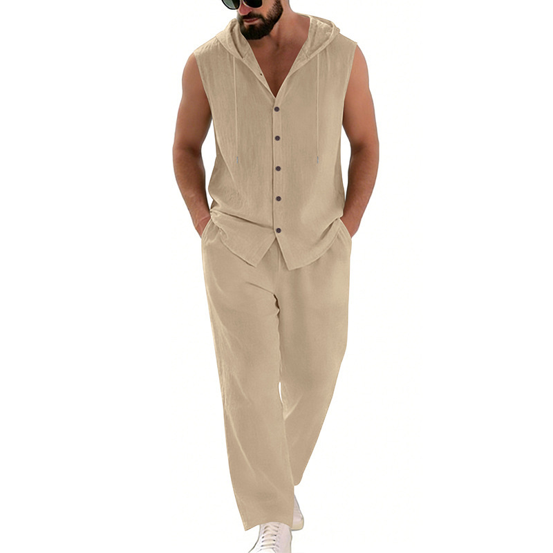 Men's Casual Linen Suit Hooded - Summer Clothing Sets recension och pris