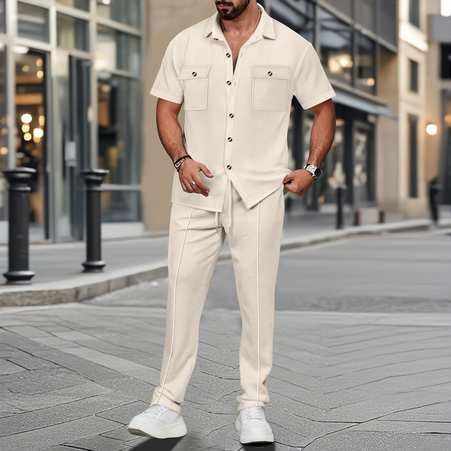 Men Summer Solid Color Lapel B - Summer Clothing Trends recension och pris