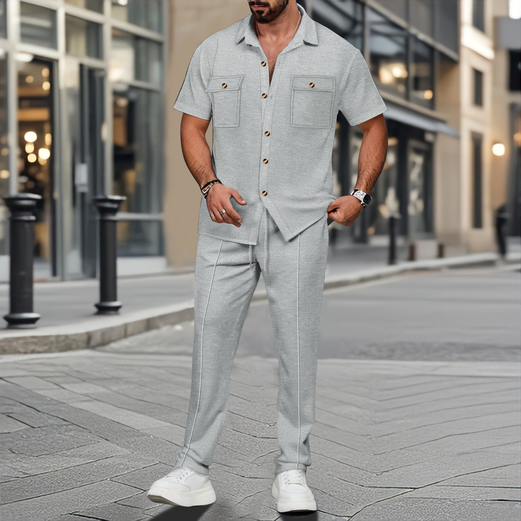 Men Summer Solid Color Lapel B - Summer Clothing Trends recension och pris