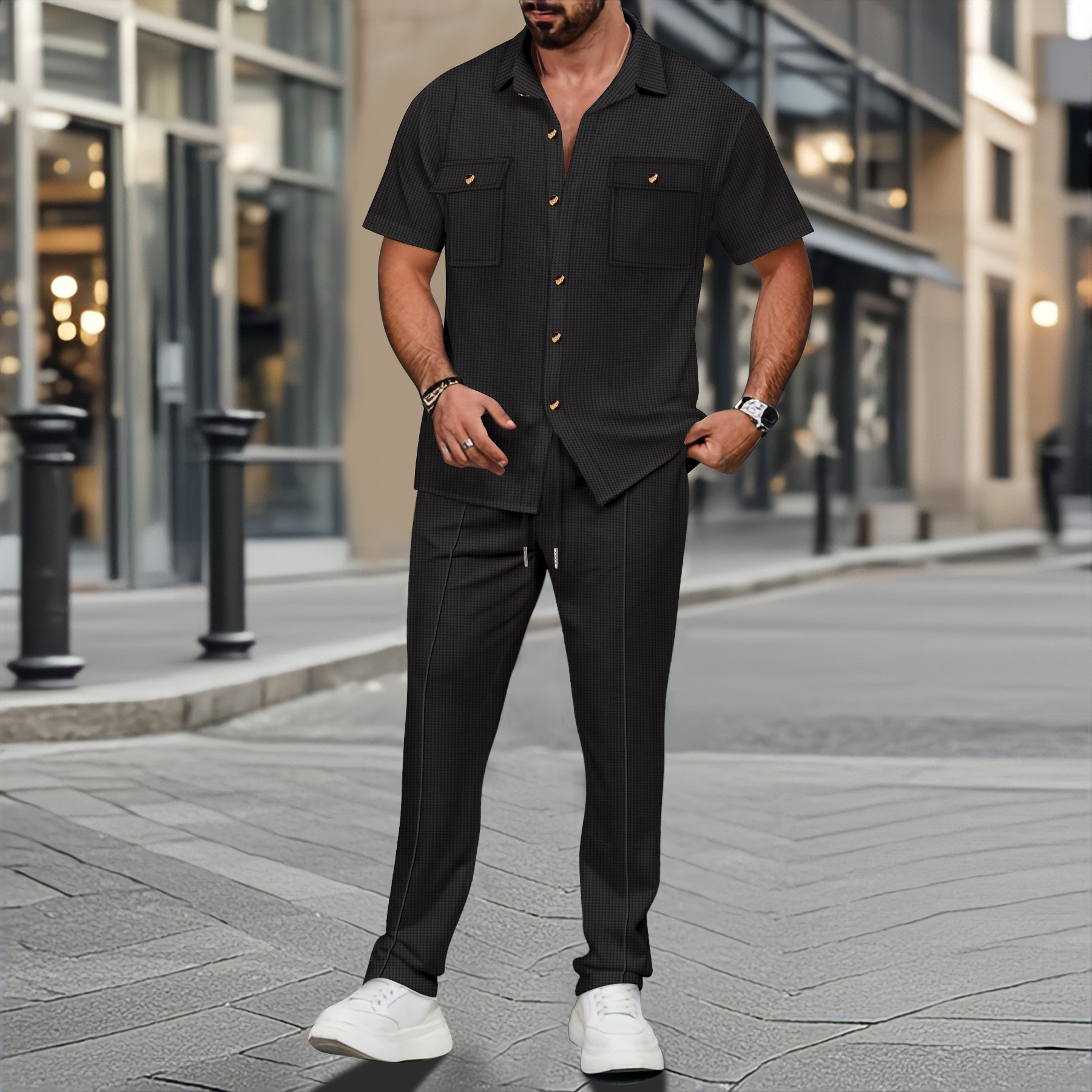 Men Summer Solid Color Lapel B - Summer Clothing Trends recension och pris